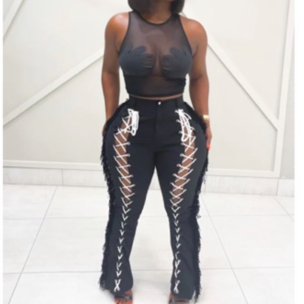 Flare Lace Up Pants